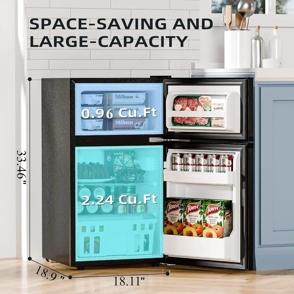 Antarctic Star 3.2 Cu.Ft Mini Refrigerator with Freezer Double Door Fridge Compact Refrigerator