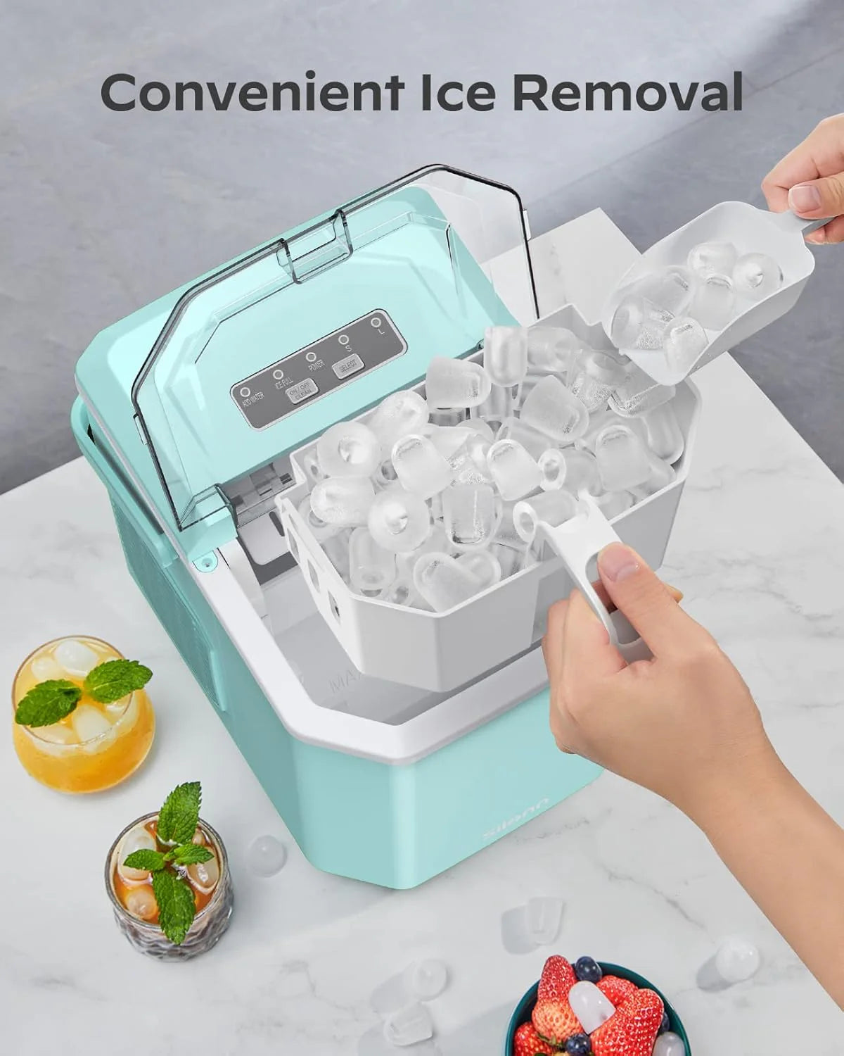 Nugget Ice Maker Countertop, Silonn Chewable Pellet Ice Machine with Self-Cleanin Function, 33lbs/24H Portable Ice Makers for Home Kitchen Officce, Black