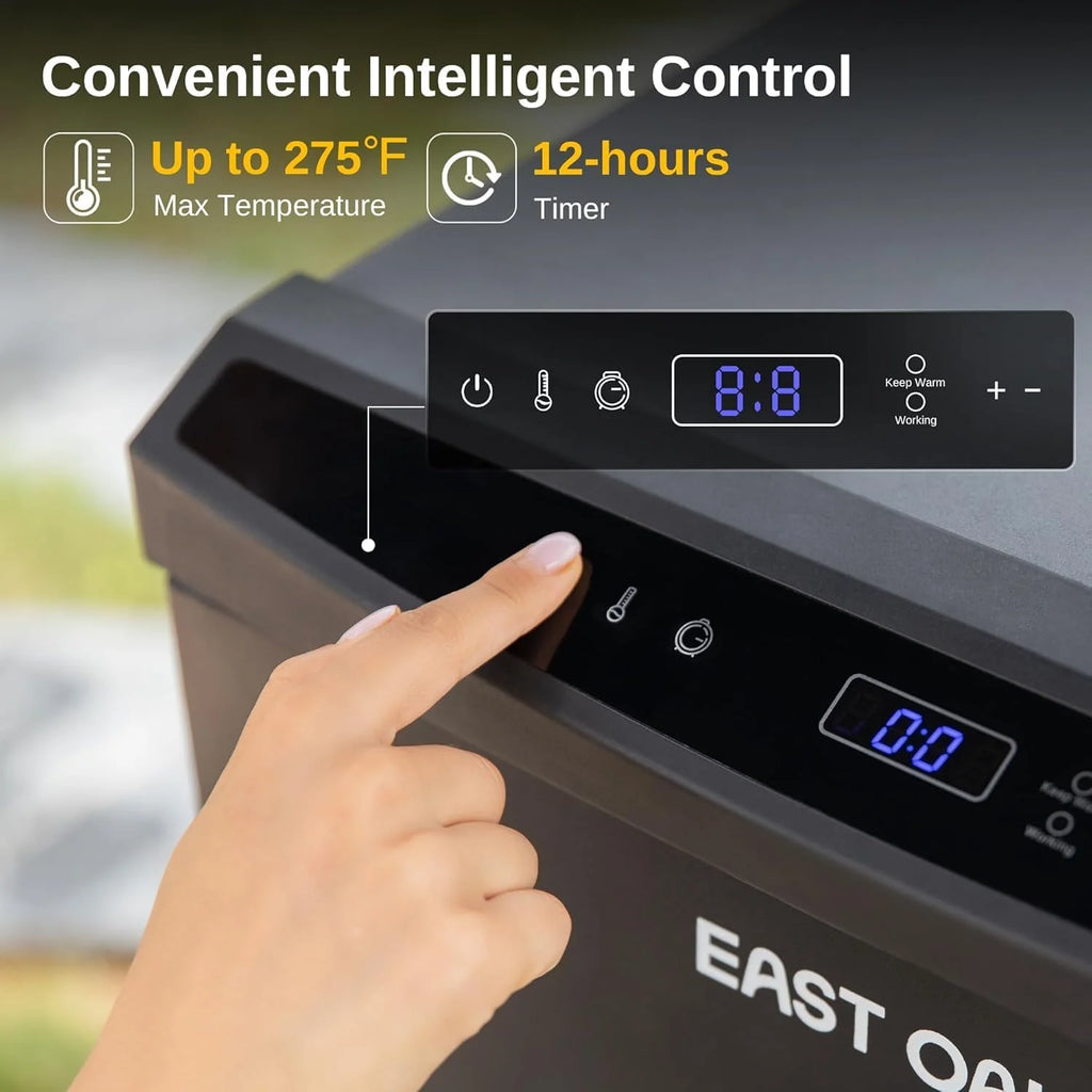EAST OAK 30 Outdoor Electric Smoker | Built-in meat probe, smokes up to 6 times longer in a single load, side loader for uninterrupted smoking