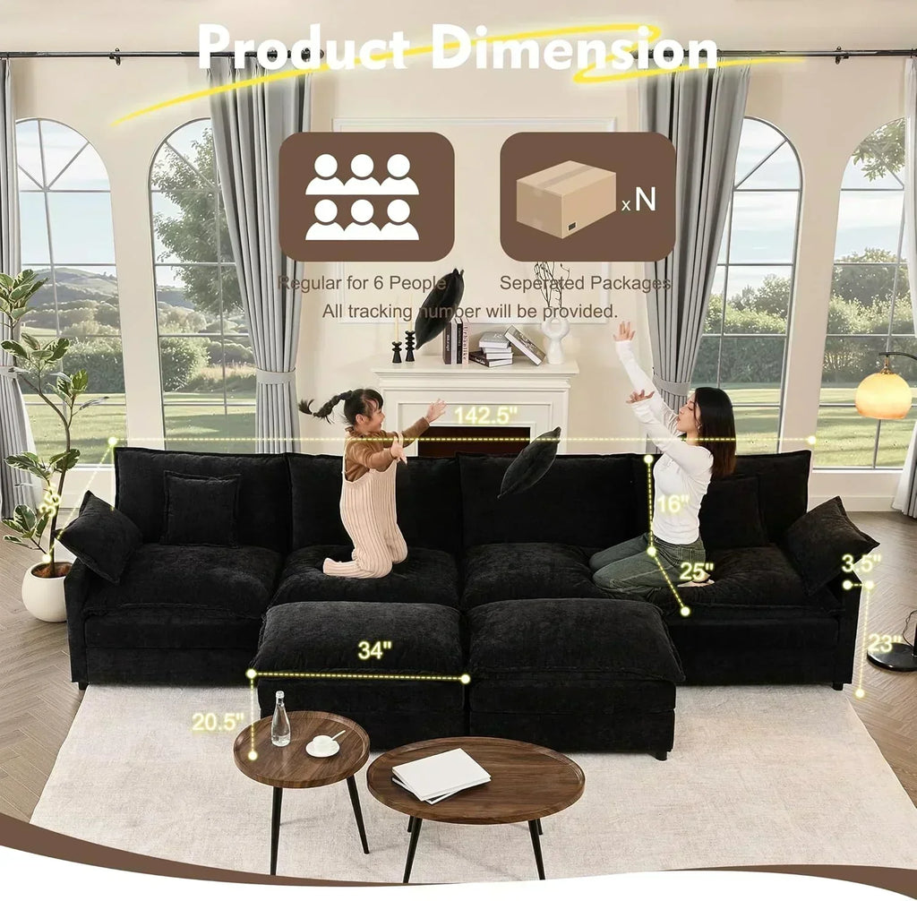 108 Inch U Shape Sofa Sectional Sofa Comfortable Cloud Sofa Living Room Deep Seat Sofa