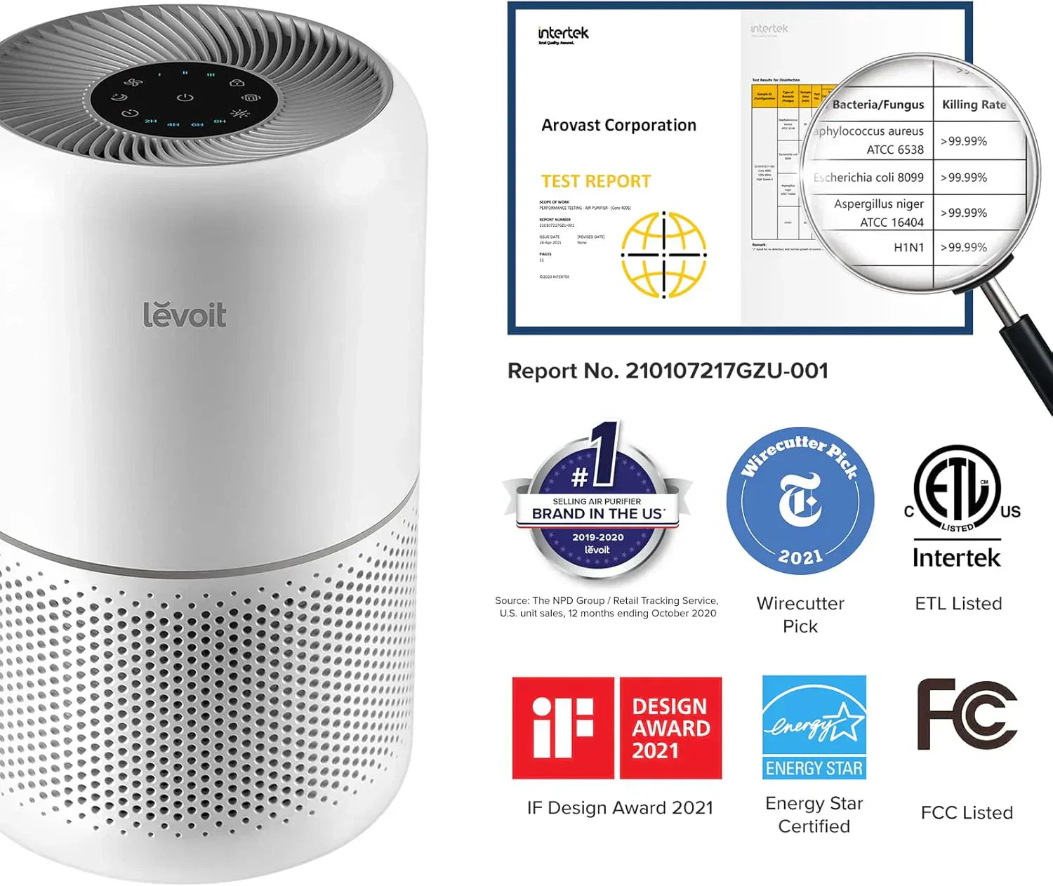 Air Purifier for Bedroom Allergies and Pet Hair 56W High Torque Motor