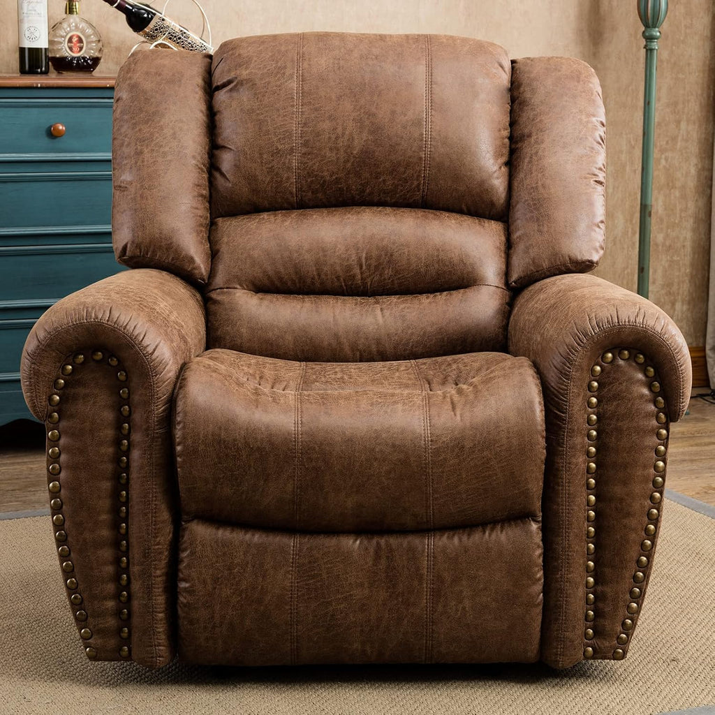 Leather recliner classic traditional manual recliner single sofa for living room