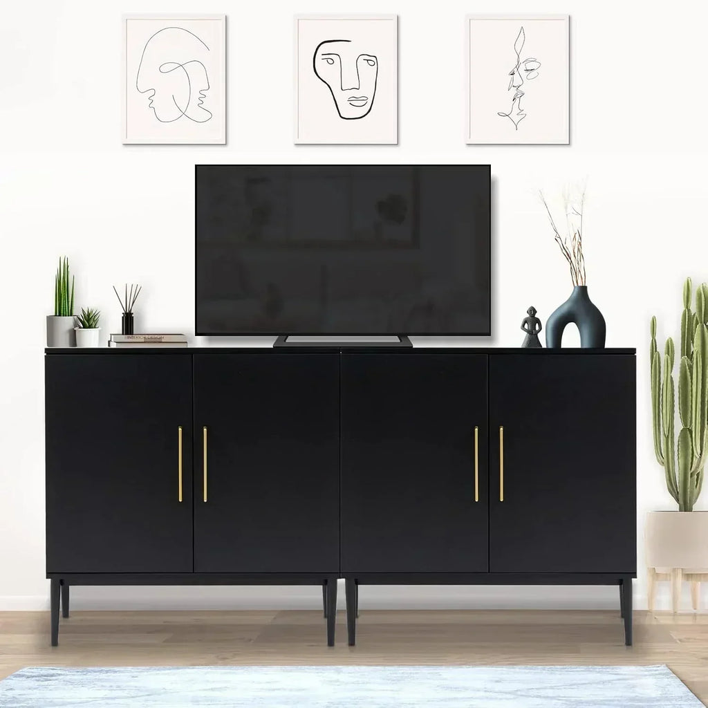 Free Standing Cabinet Black Wood for Living Room Bedroom Dining Room Hallway