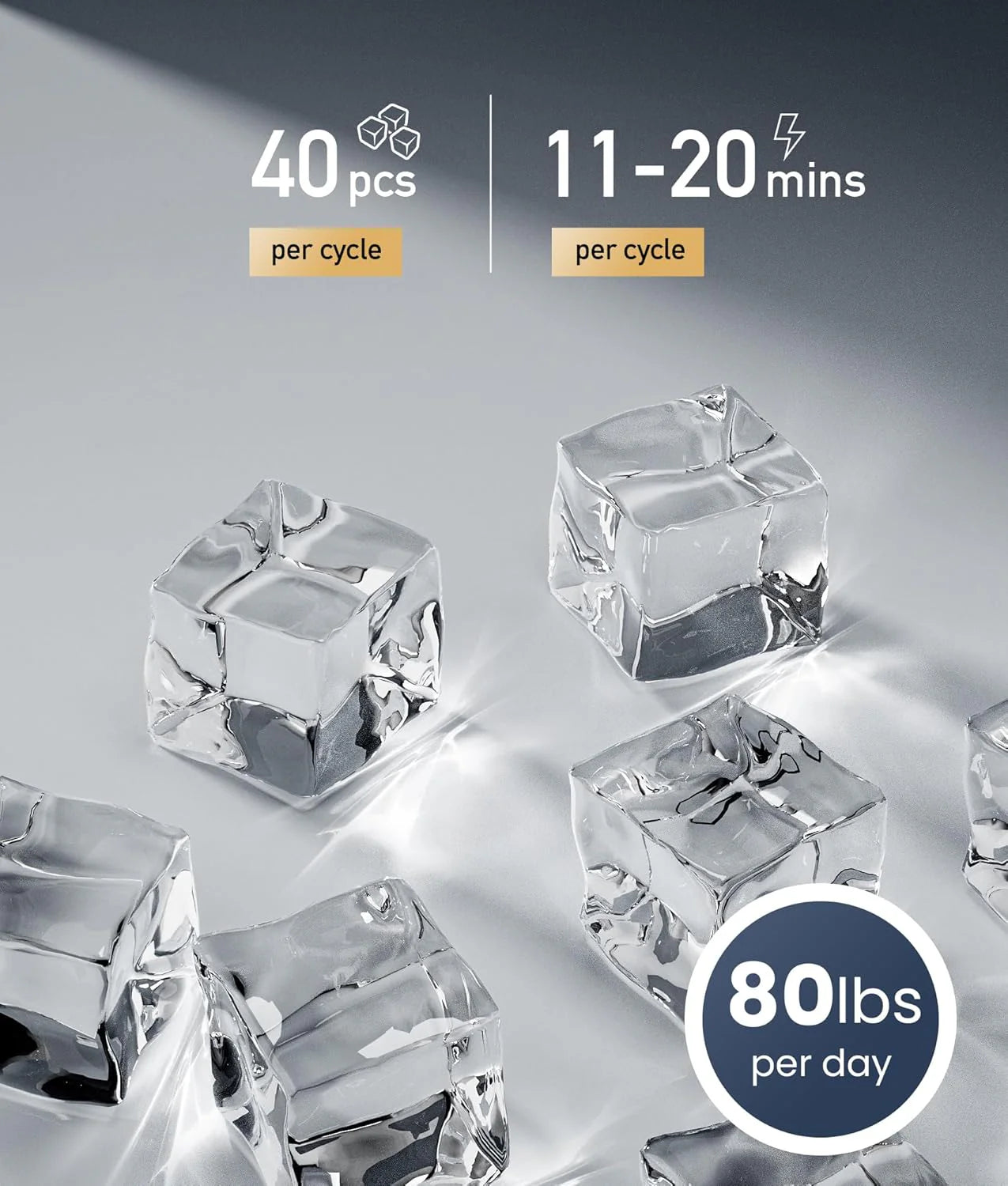 ecozy Portable Ice Maker Countertop, 9 Cubes Ready in 6 Mins, 26 lbs in 24 Hours, Self-Cleaning Machine
