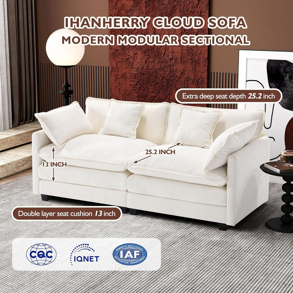 111.4 Inch L Shaped Modern Sofa Modular Cloud Sofa with Ottoman 4 Seater Chenille Deep Seat Sofa