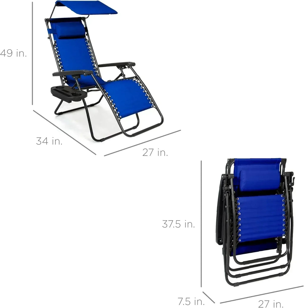 Best Choice Products Folding Zero Gravity Recliner Patio Lounge Chair Adjustable Canopy Shade