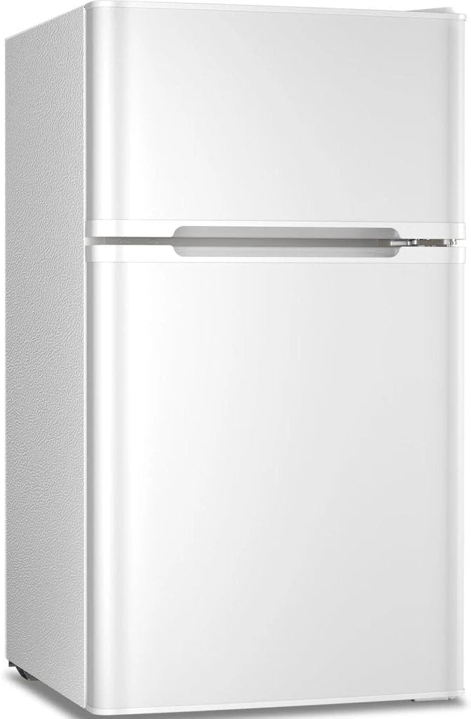Antarctic Star Compact Mini Refrigerator Separate Freezer, Small Fridge Double 2-Door Adjustable Removable Retro Stainless Steel Shelves Living room/Kitchen/Dorm/Office 3.2 cu ft.Green