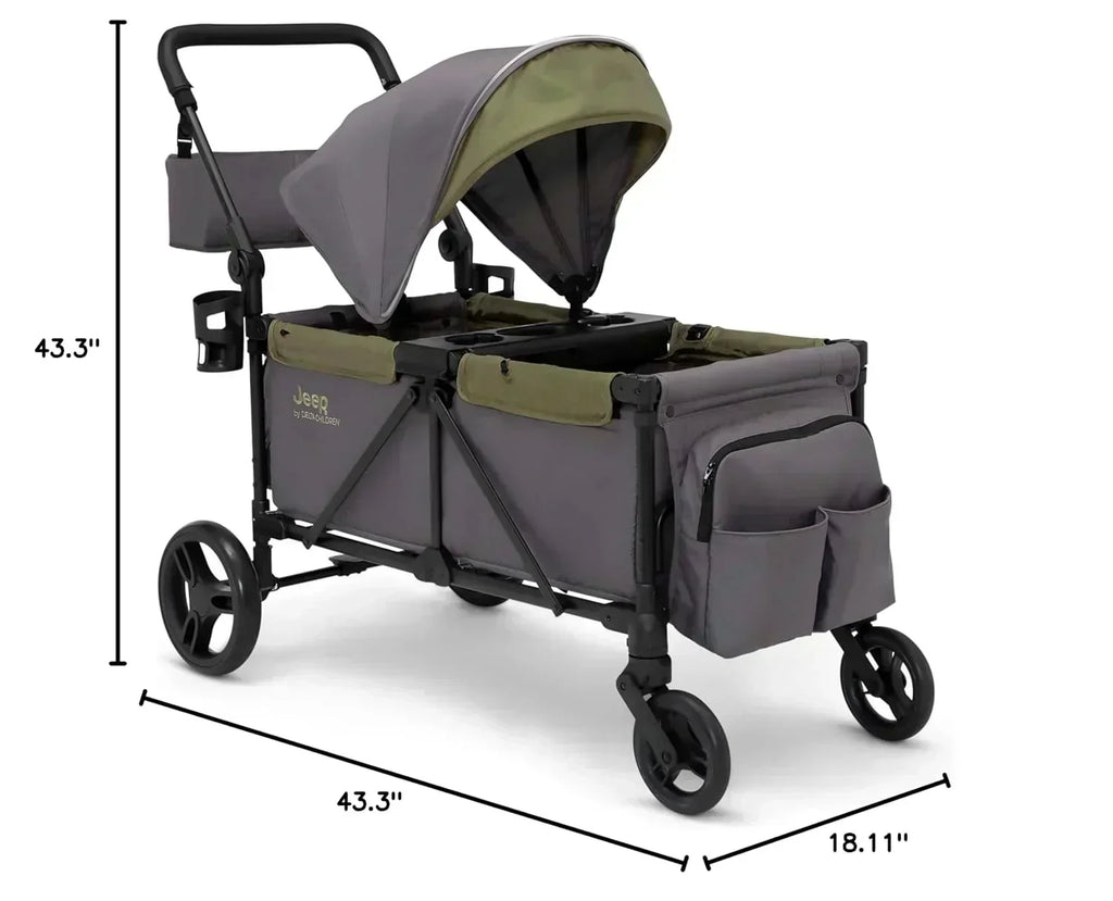 Jeep Sport All-Terrain Stroller Wagon by Delta Children Includes Canopy Parent Organizer