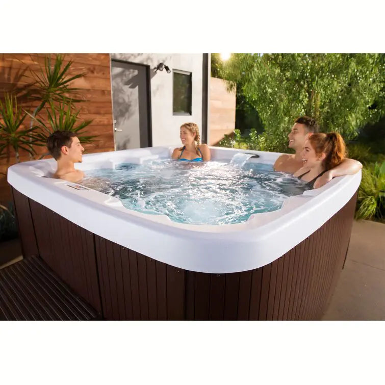 Lifesmart Spas 110 Volt 7 Person 22 Jet Square Plug And Play Hot Tub with Ozonator in Espresso