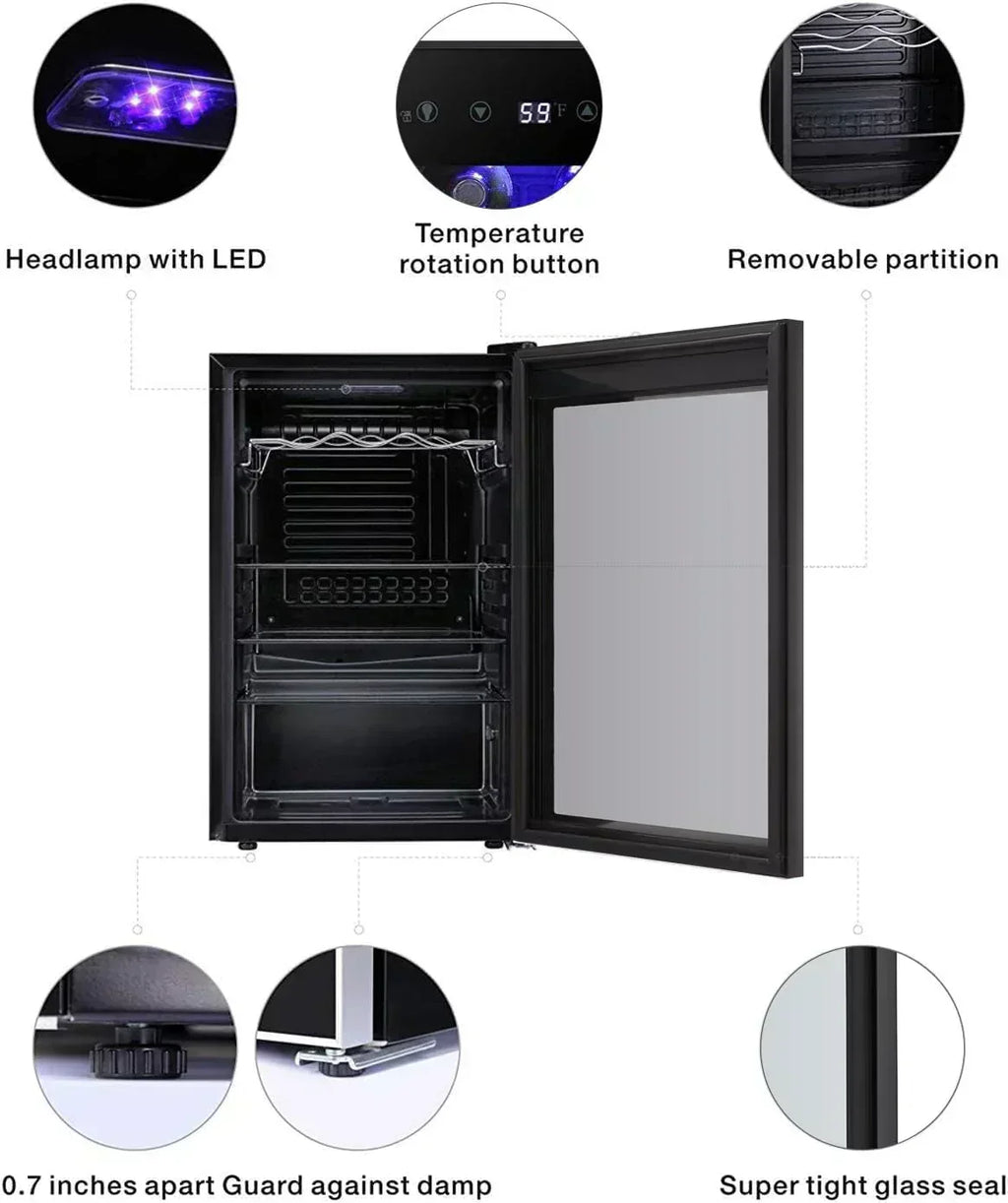 Antarctic Star 26 Bottle 130 Can Wine Cooler/Cabinet Beverage Refrigerator Cellar Beer Clear Glass