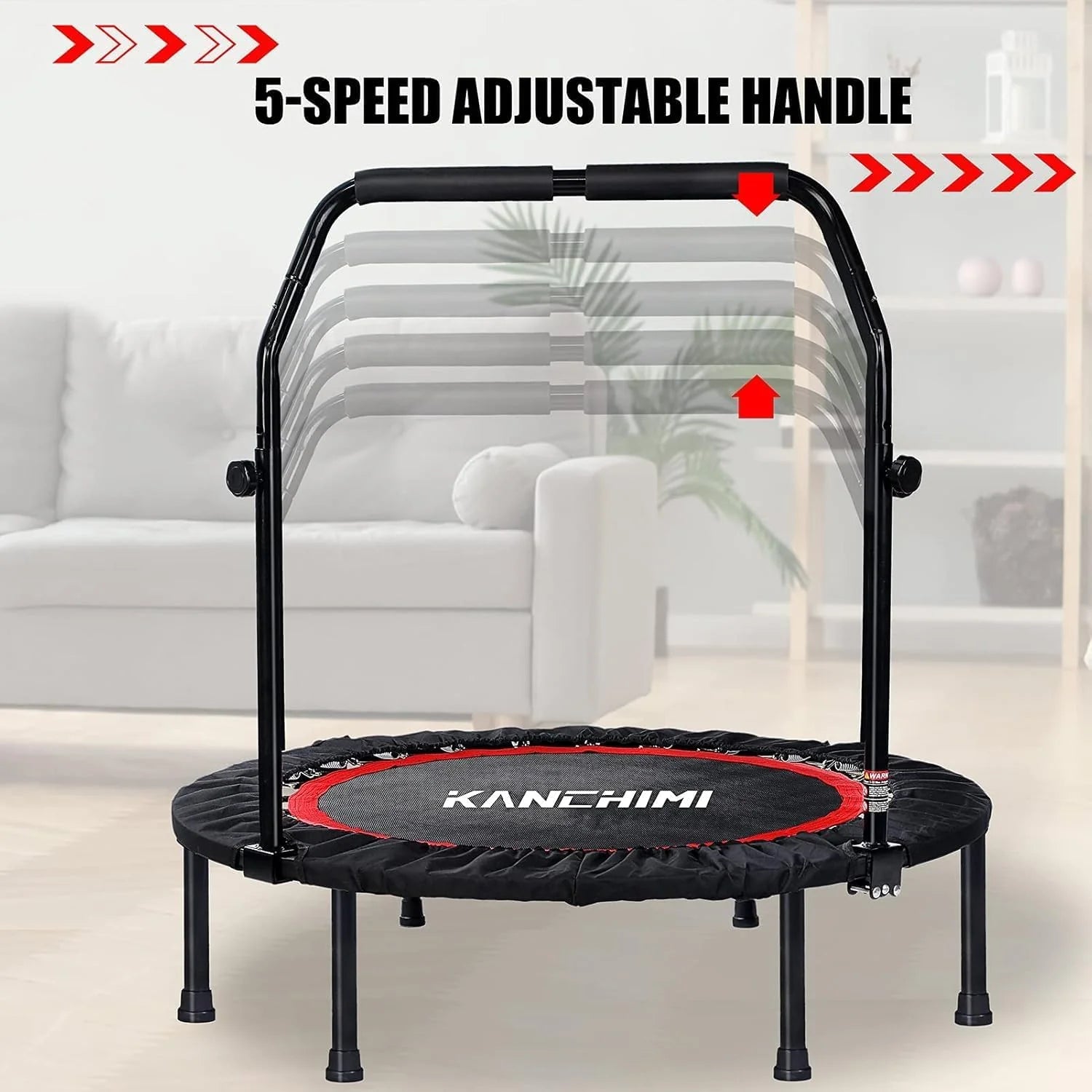 Kanchimi 40 48 Folding Mini Fitness Indoor Exercise Workout Rebounder Trampoline with Handle, Max Load 330lbs
