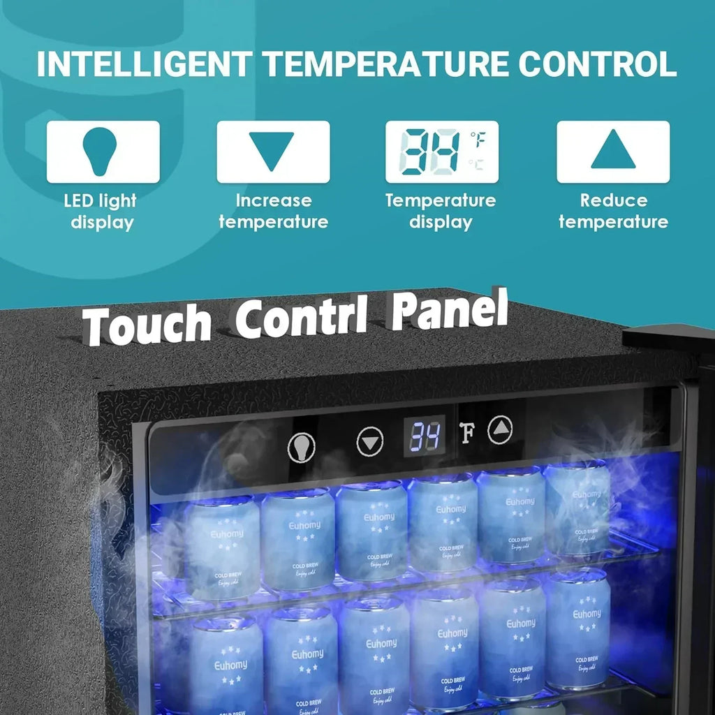 EUHOMY Beverage Refrigerator Cooler 130 Can Mini Fridge with Glass Door Beverage Cooler