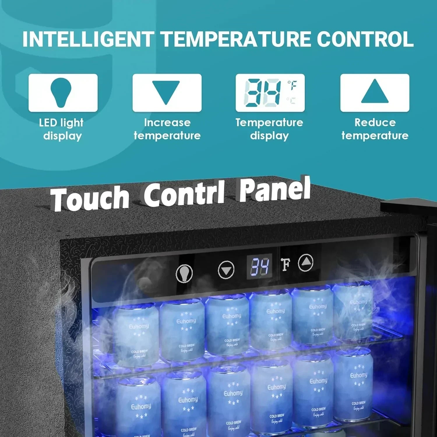 EUHOMY Beverage Refrigerator Cooler 130 Can Mini Fridge with Glass Door Beverage Cooler
