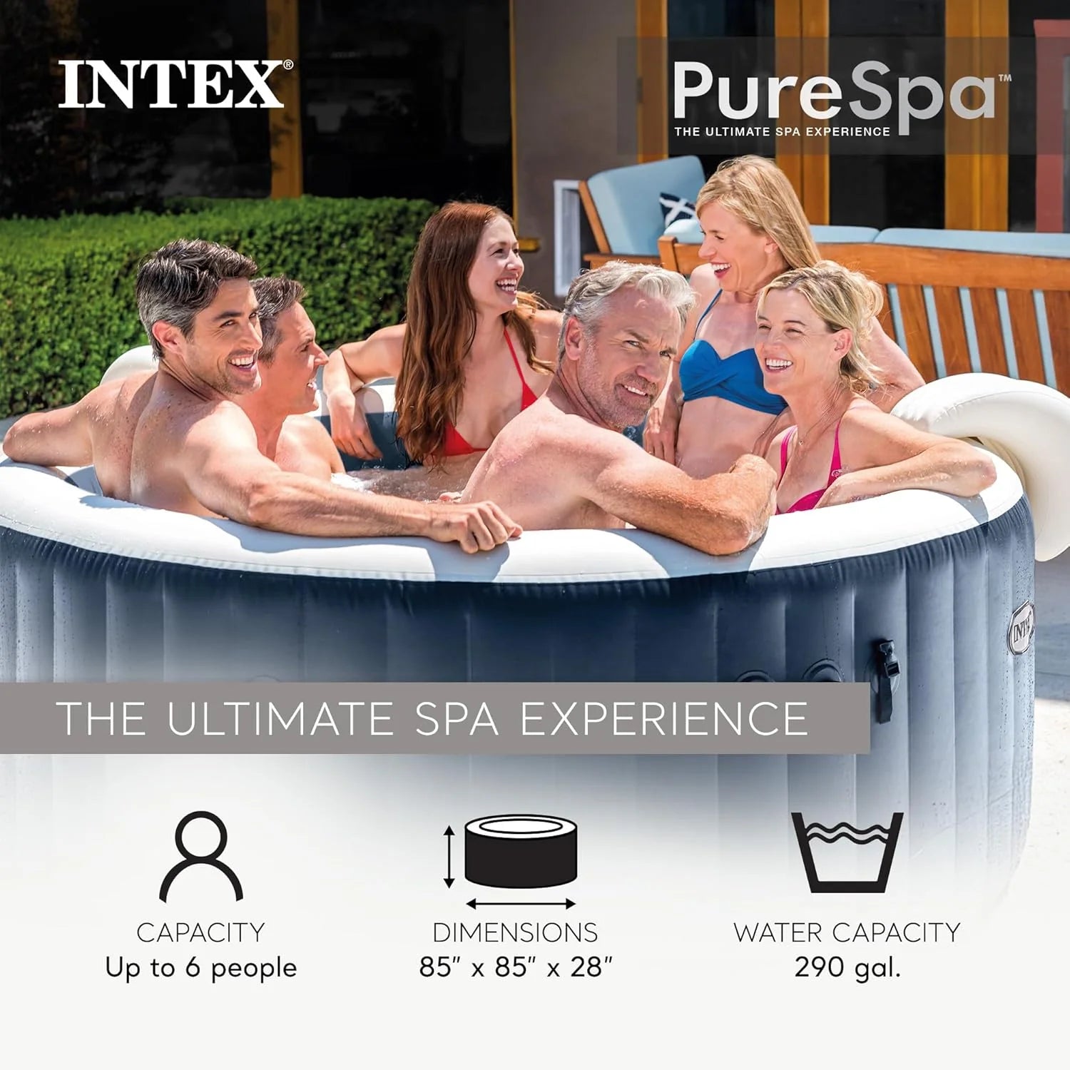 INTEX 28431EP PureSpa Plus Bubble Massage Inflatable Spa Set Includes Energy Efficient Spa Cover