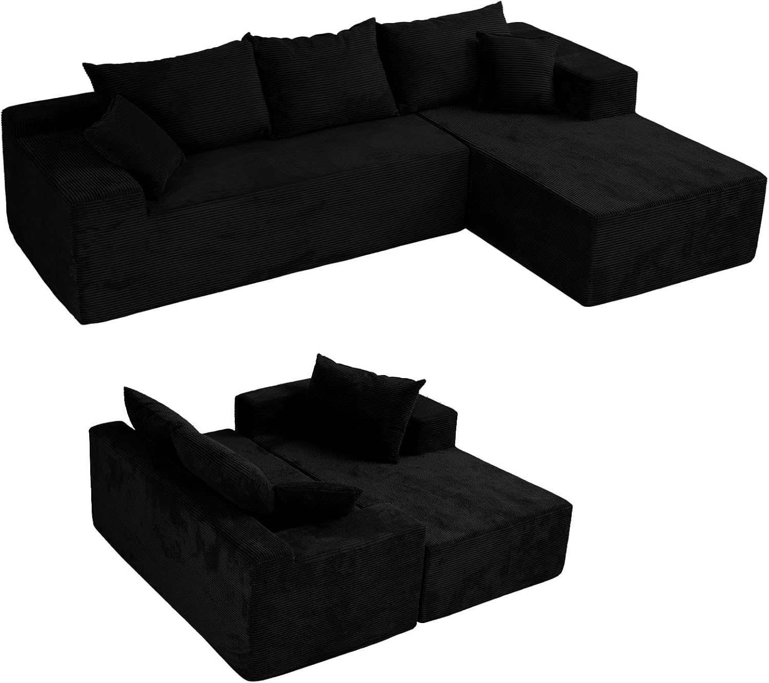 Cloud sofa with L-shaped lounge chair modern modular sofa with deep seats