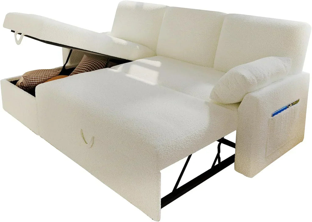 VanAcc Sofa Bed Sleeper Sofa with Storage Chaise 2 in 1 Pull Out Couch Living Room