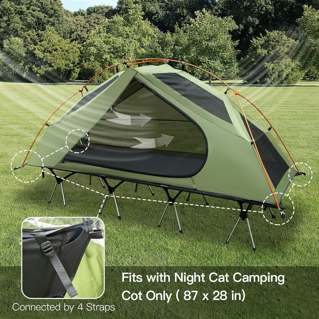Camping Cot Tent Waterproof 1-Person Off-Ground Combo Cot Bed Portable Easy Set-up Tent