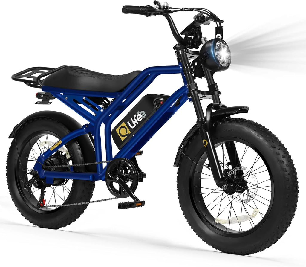 Qlife Electric Bike for Adults/Teens Spark-1500W Peak Motor 20 Fat Tires 28MPH(Unlock to 35MPH) Dirt Bike