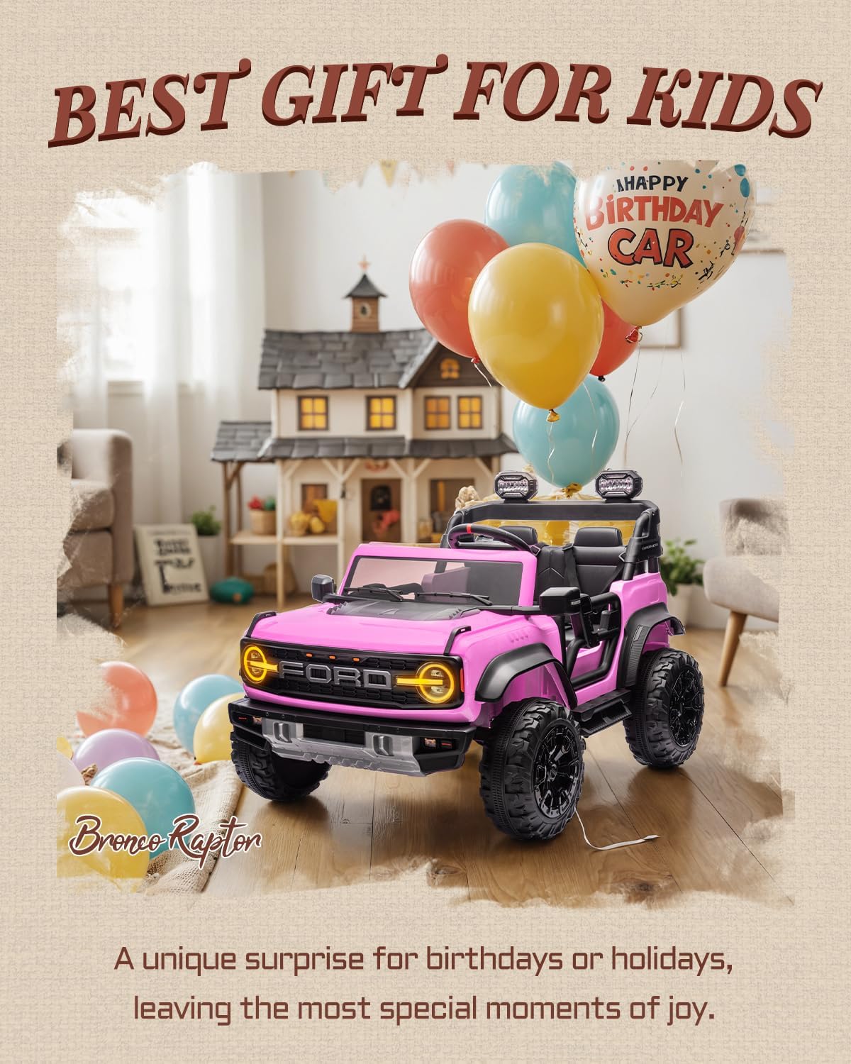Kids Pink Ride-On Truck Battery Powered Electric Toy Car