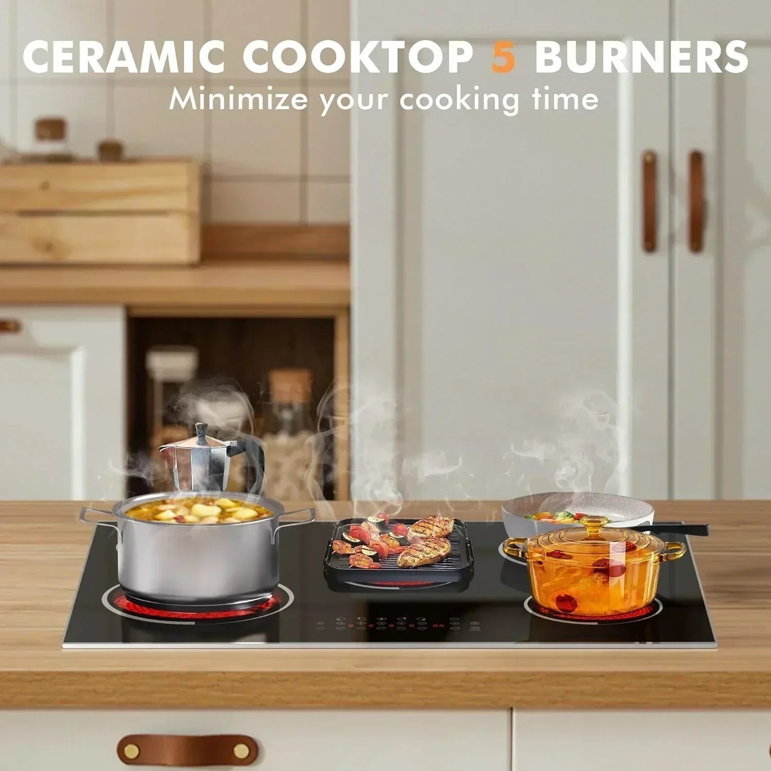 Electric Cooktop 30 Inch - 5 Burners Built-in Ceramic Cooktop 30 Electric Stove Top
