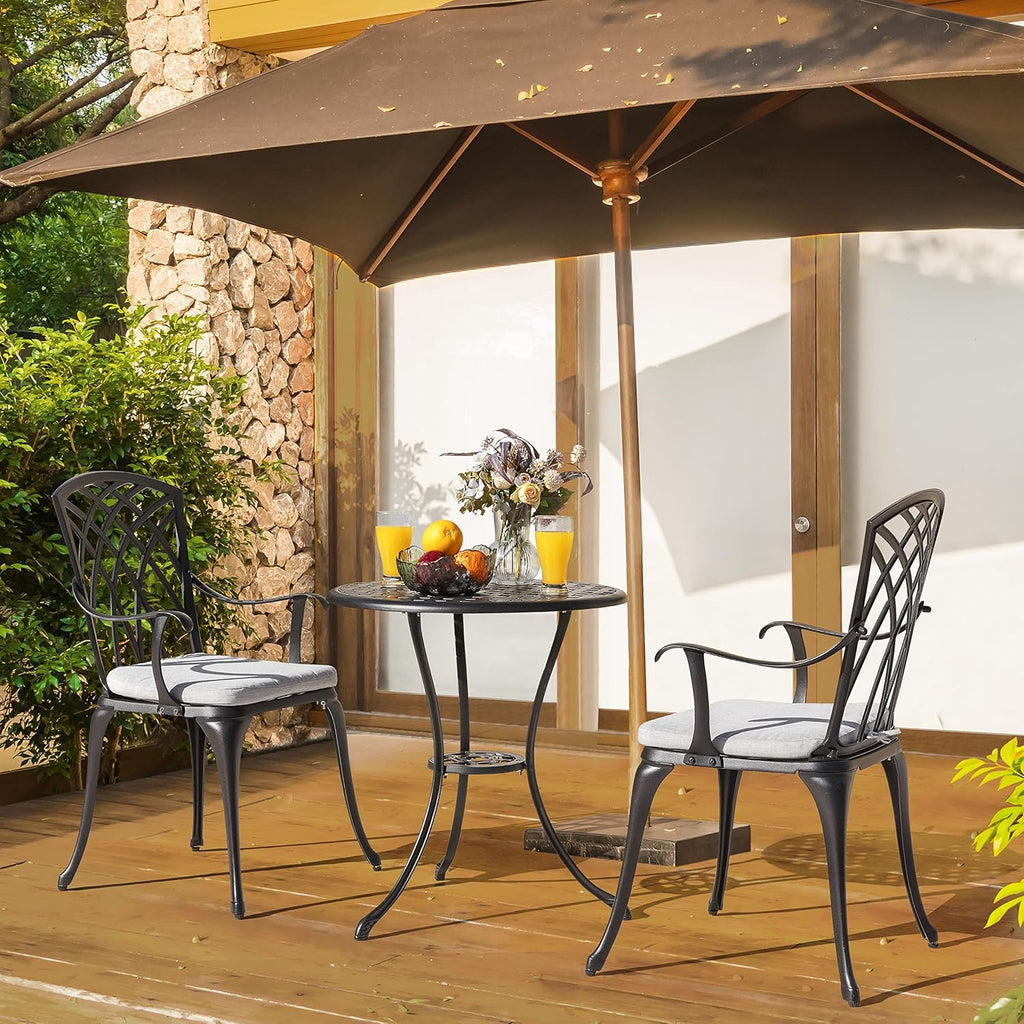 NUU GARDEN Bistro Set 3 Piece Outdoor Cast Aluminum Patio Bistro Set Patio Table Chairs Set of 2