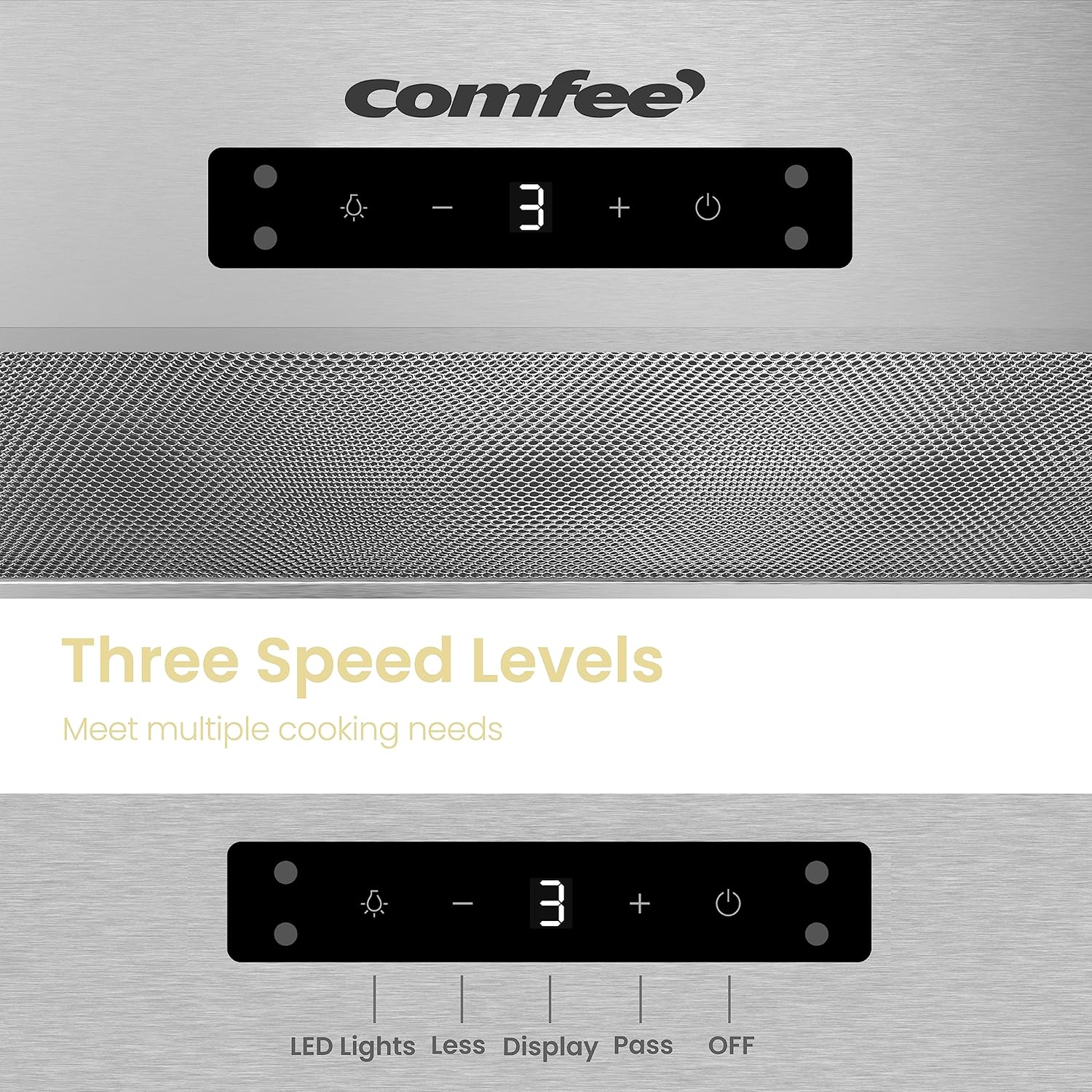 Comfee 30 Under Cabinet Ducted/Ductless Convertible Slim Vent Durable Stainless Steel Kitchen Reusable Filter