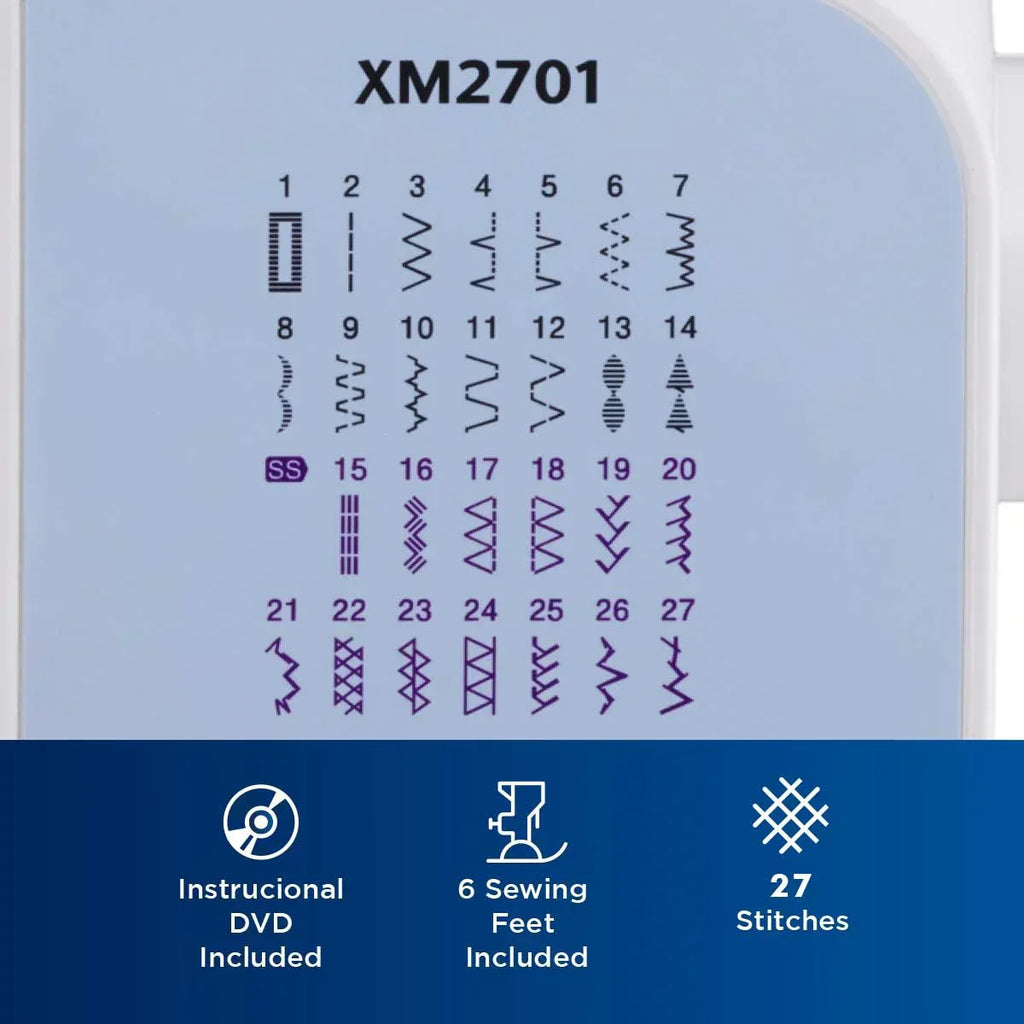Brother XM2701 Sewing Machine Lightweight Full Featured 27 Stitches 6 Included Feet