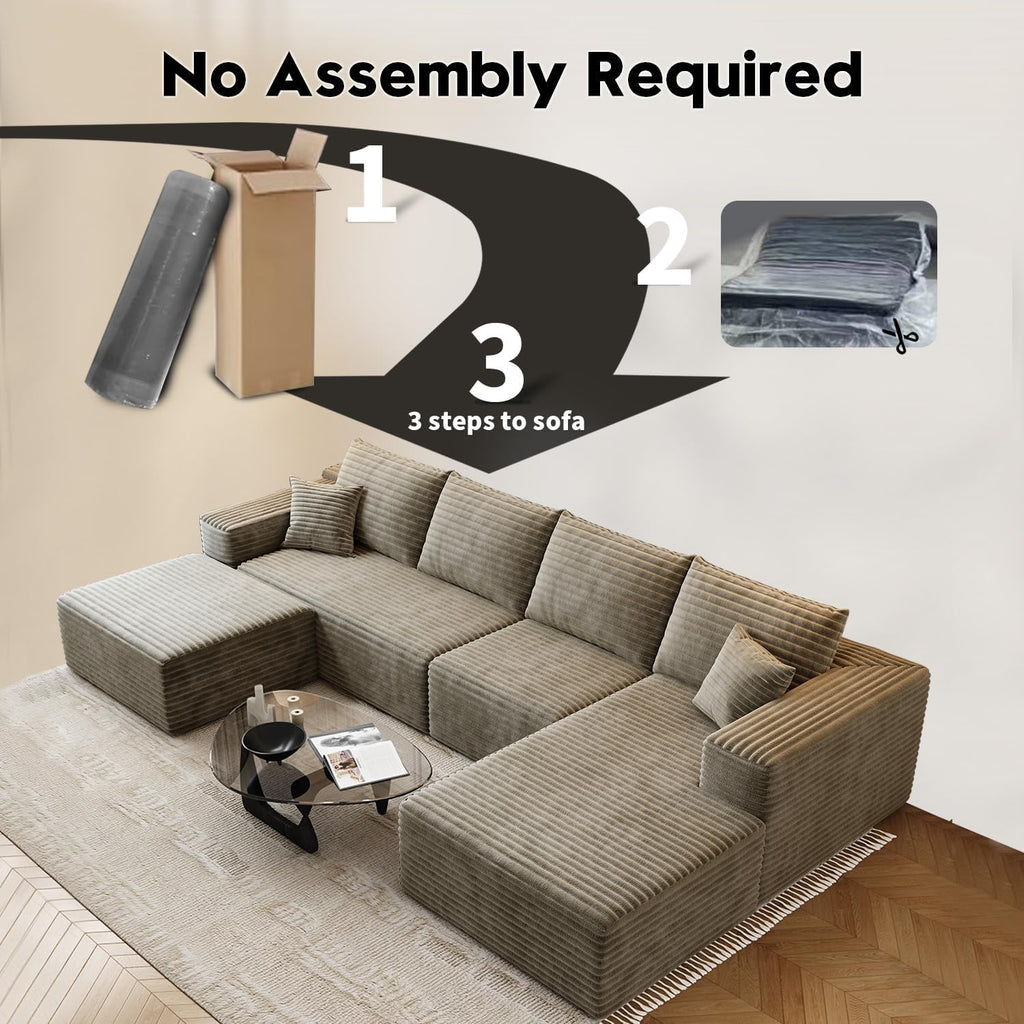 107.5 Cloud Modular Sectional Sofa Couch with L-Shape Chaise,Modern Minimalist Upholstered Couches