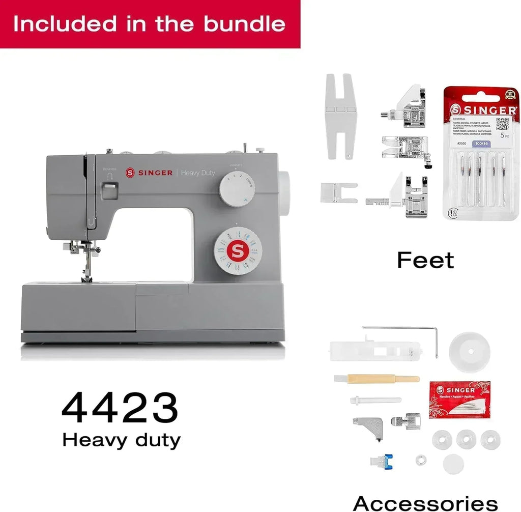 Heavy-Duty 4423 High-Speed Sewing Machine Includes Accessory Kit 97 Stitches One-Step Buttonhole