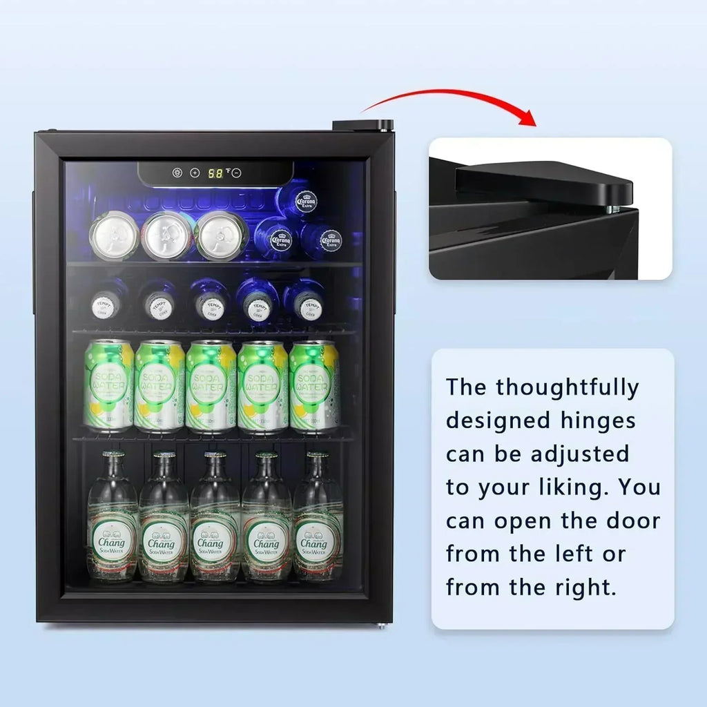 Antarctic Star Beverage Refrigerator Cooler 68 Can Mini Fridge with Glass Door for Beer Drinks Wine