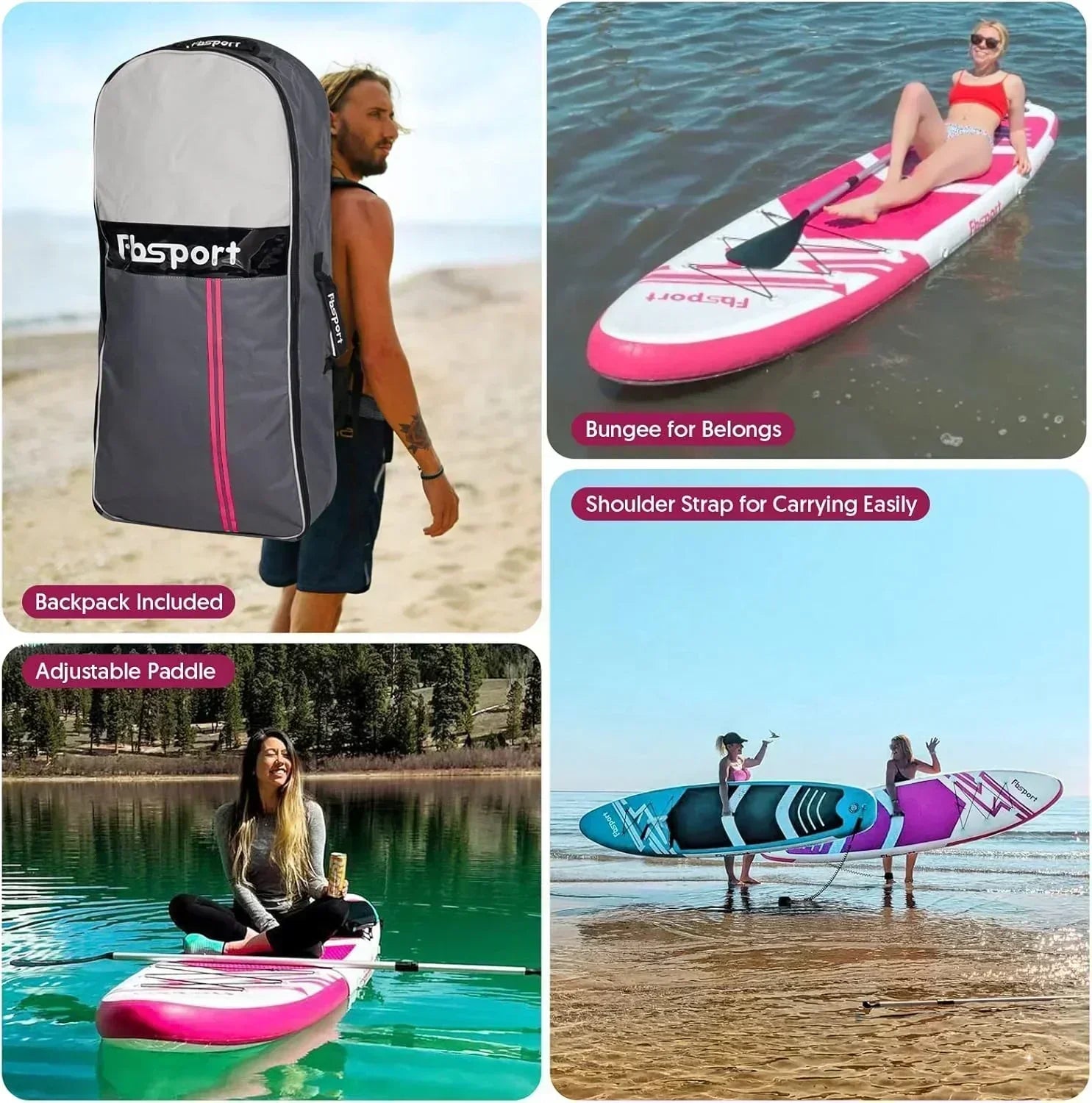 FBSPORT 11' Premium Stand Up Paddle Board Yoga Board with Durable SUP Accessories Carry Bag