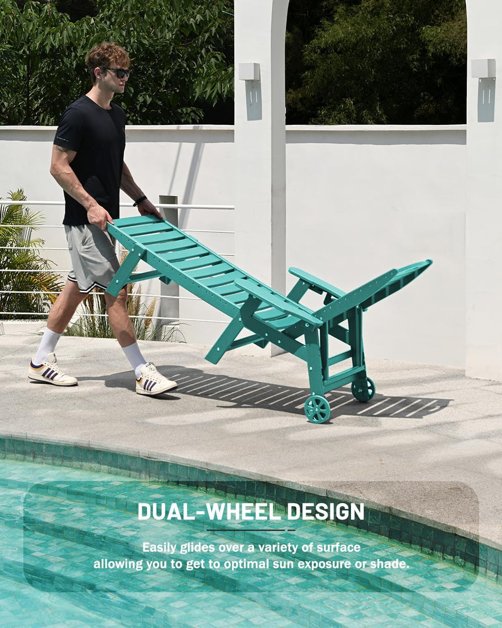 Lounge Chair Outdoor Chaise Lounge HDPE 6-Position Outdoor Chaise Lounge Patio Lounge Chair