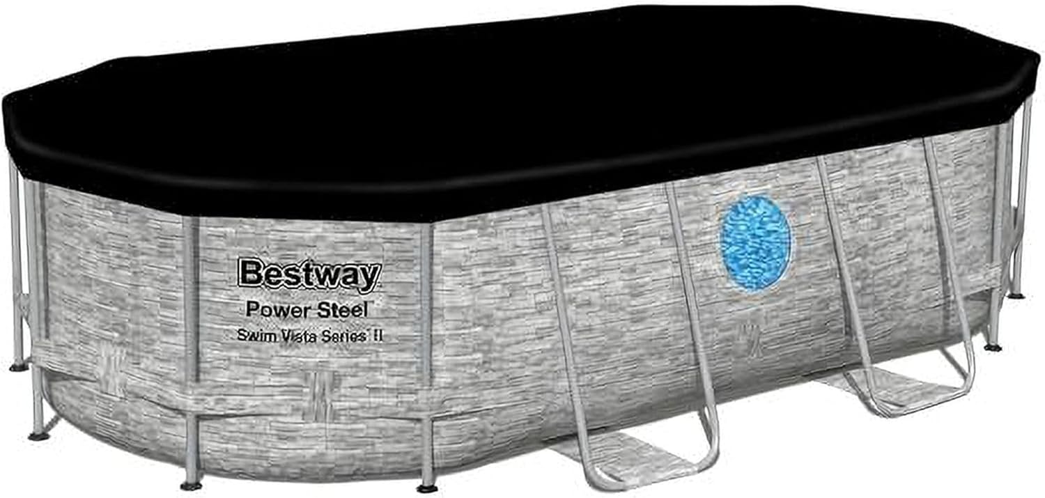 Power Steel Swim Vista Series II 14' x 8' 2 x 39.5 Above Ground Outdoor Swimming Pool Set
