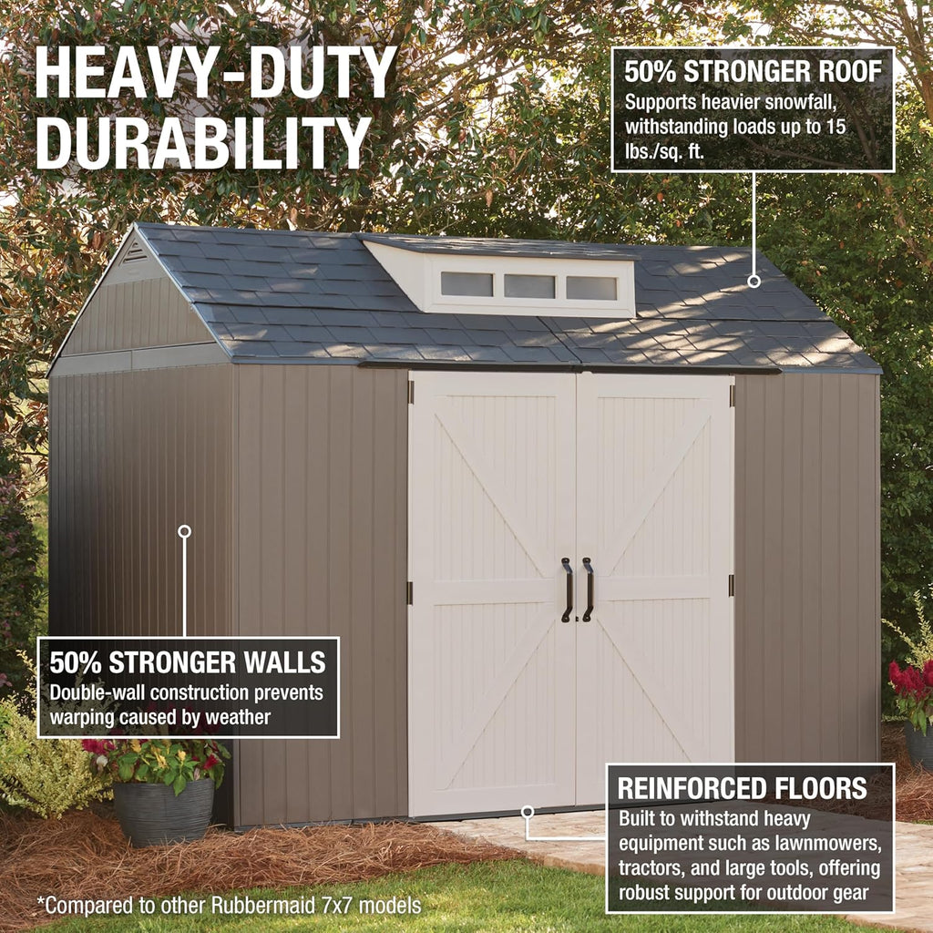 Rubbermaid Resin Outdoor Storage Shed With Floor Weather Resistant Gray Organization for Home