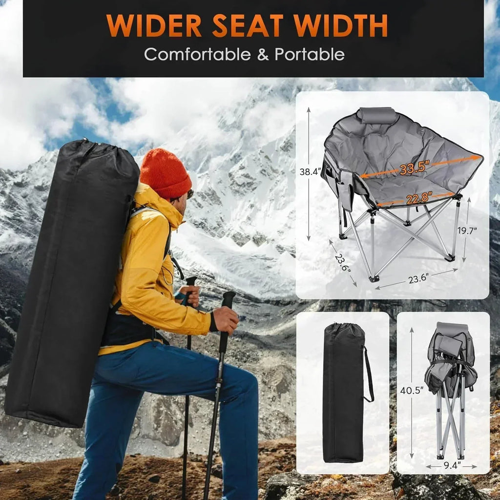 Heated Camping Chair Extra Large Heated Chair Outdoor Sports Chair with 3 Heat Levels on Back