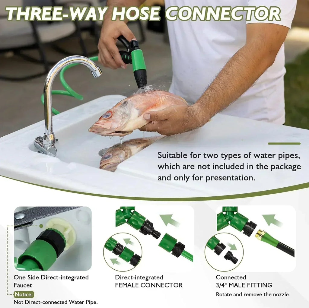 Folding Fish Cleaning Table Portable Camping Sink Table Outdoor Fish Fillet Cleaning Station