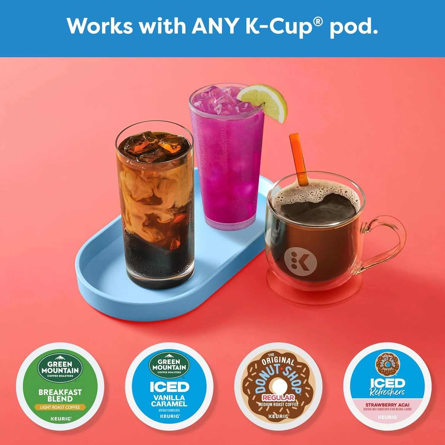 Keurig K-Brew+Chill Iced or Hot Single-Serve K-Cup Coffee Maker with MultiStream and QuickChill Technology, 70oz. Removable Reservoir