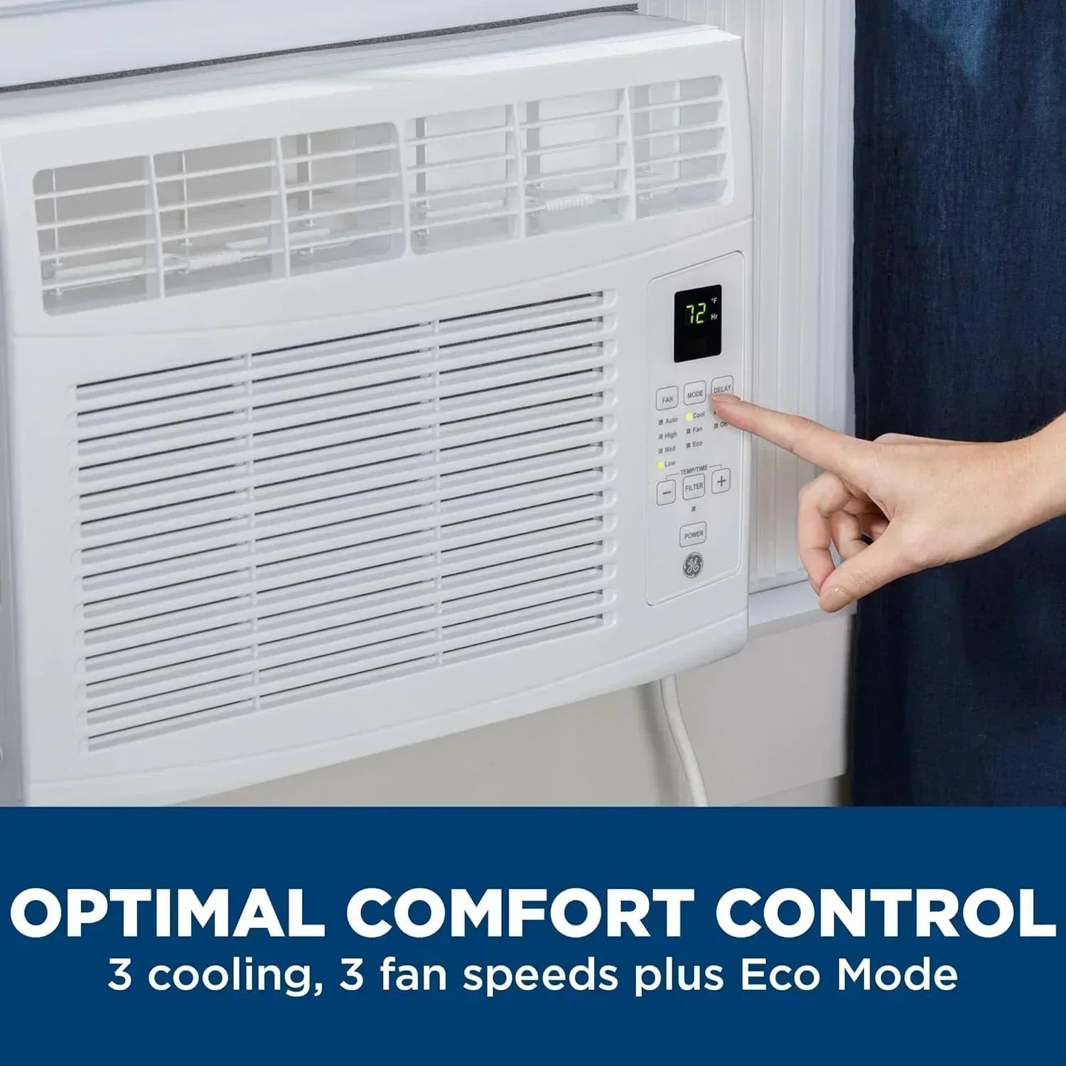 GE Window Air Conditioner Unit 5,000 BTU for Small Rooms up to 150 sq ft Manual Adjustable Fan