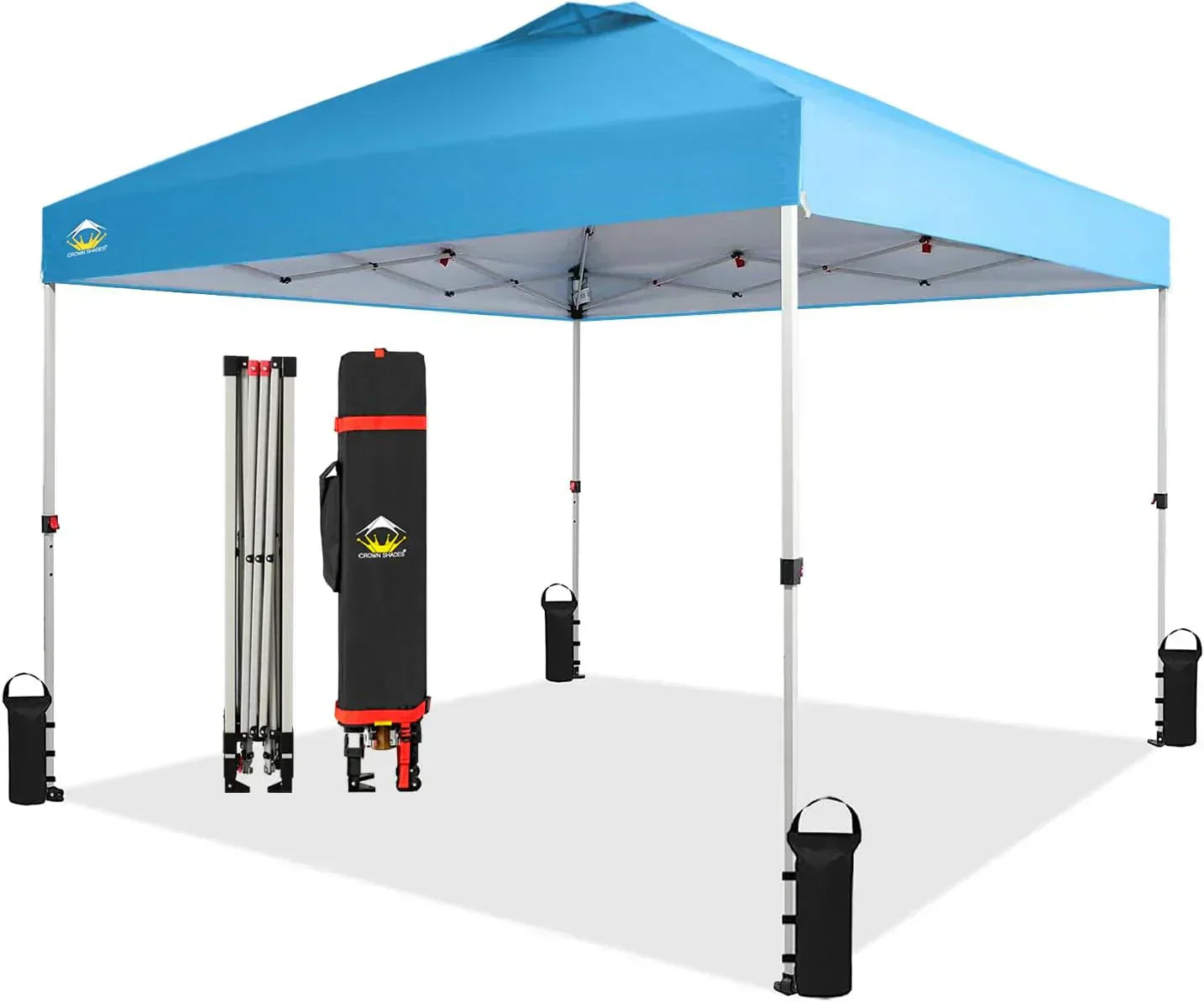 10x10 Pop-Up Awning One-Click Installation Beach Tent Outdoor Sunshade Silver Coated Top