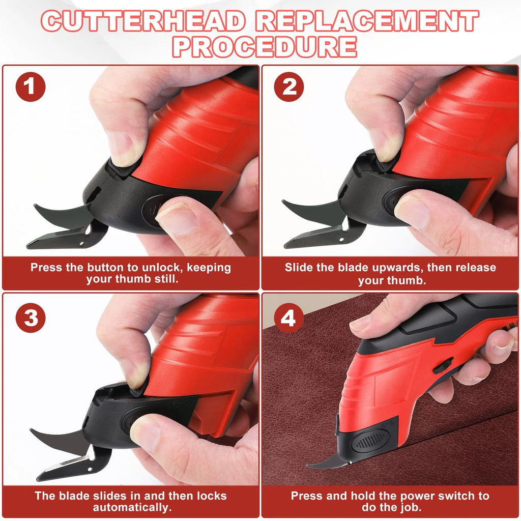 Cordless Electric Scissors 4 2V Rechargeable with 3 Blades Safety Lock for Fabric Cardboard Carpet
