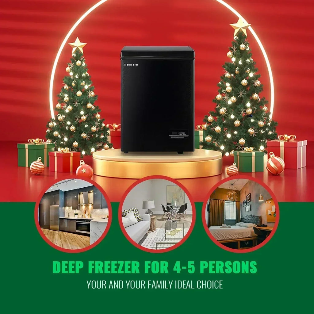Chest Freezer 5.0Cubic Feet Deep Freezer Freestanding Freezers 2 Removable Stainless Steel Basket