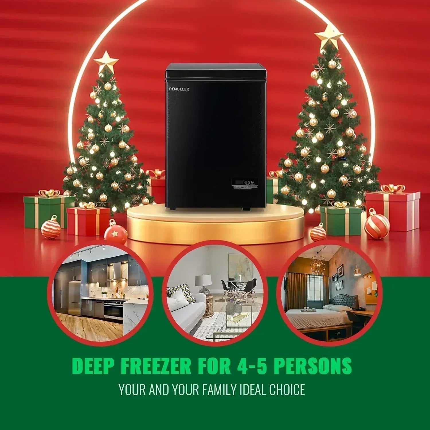 Chest Freezer 5.0Cubic Feet Deep Freezer Freestanding Freezers 2 Removable Stainless Steel Basket