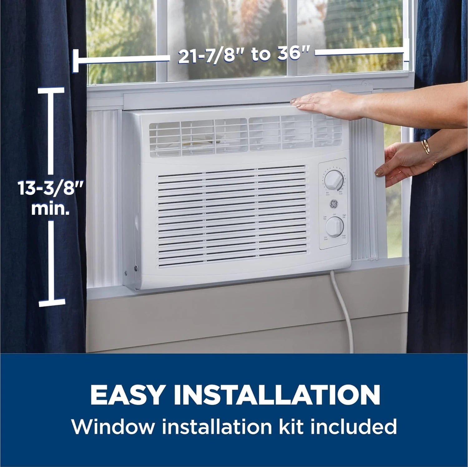 GE Window Air Conditioner Unit, 6,000 BTU for Small Rooms up to 250 sq ft. with Adjustable Fan and Cooling Settings, Perfect for Small Bedroom or Living Room, Easy Install Kit Included, White