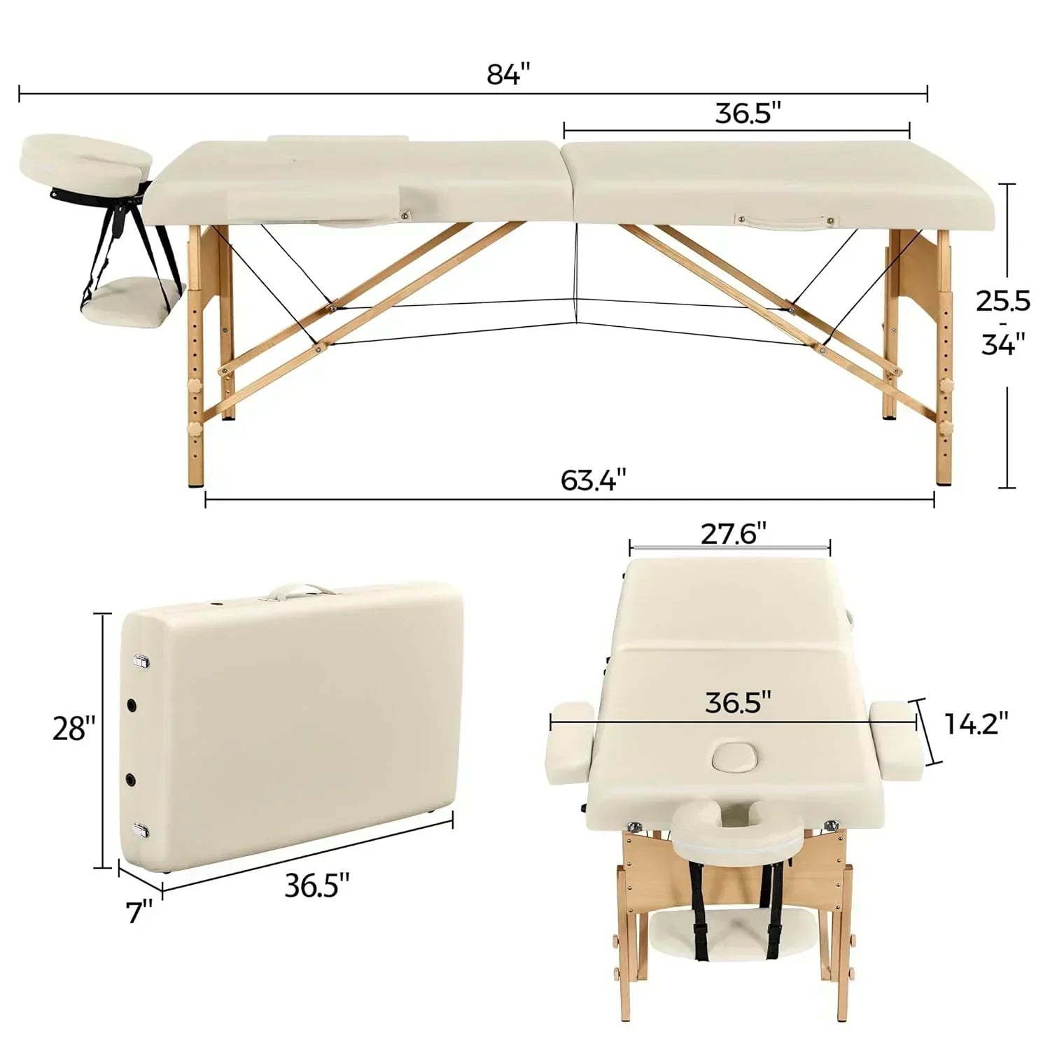 Yaheetech Massage Table Portable Lash Beds Spa Bed Massage Couch Foldable Spa Tables
