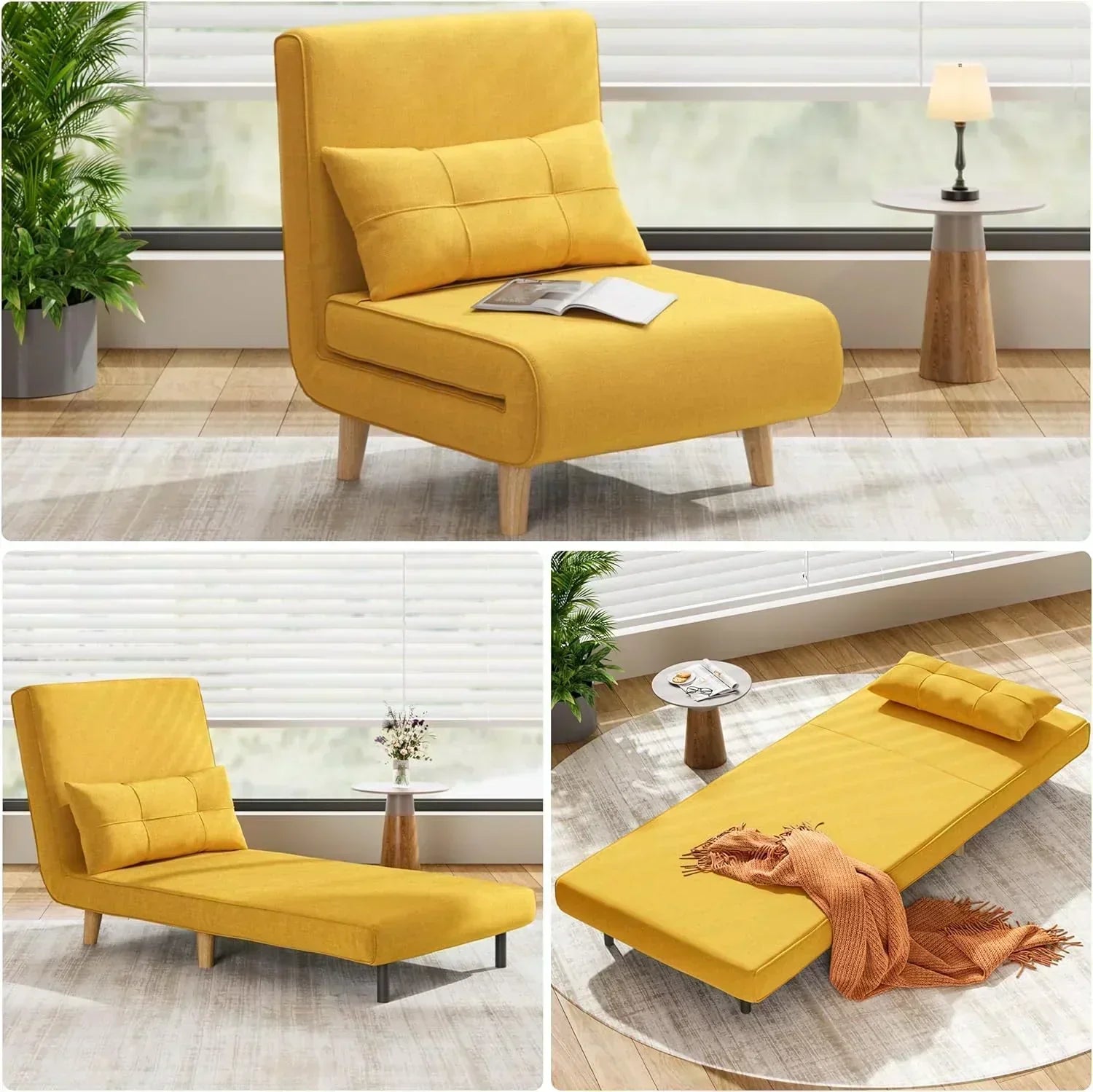 3-in-1 sleeper chair bed convertible chair bed futon sofa with adjustable backrest