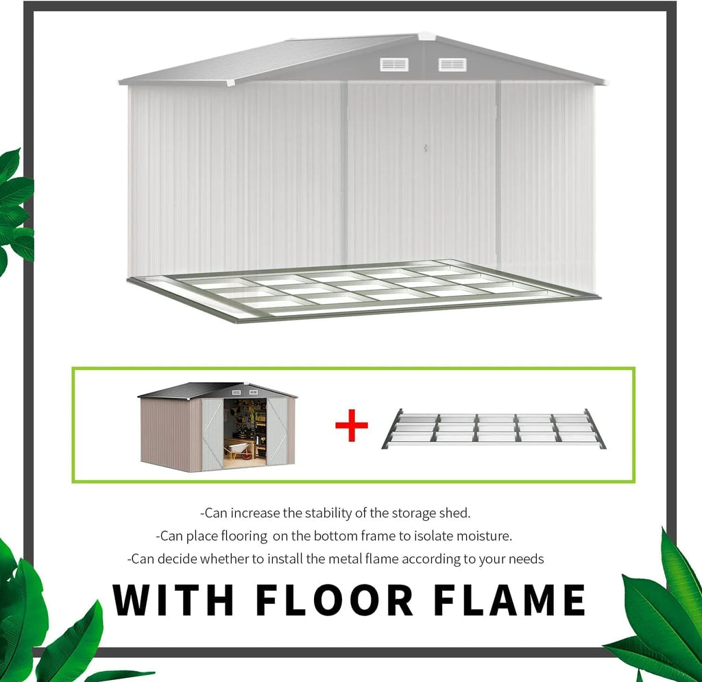 Aoxun 6.2x4 FT Shed Outdoor Storage Shed Metal Garden Shed Slooping Roof Tool Shed Bike Shed