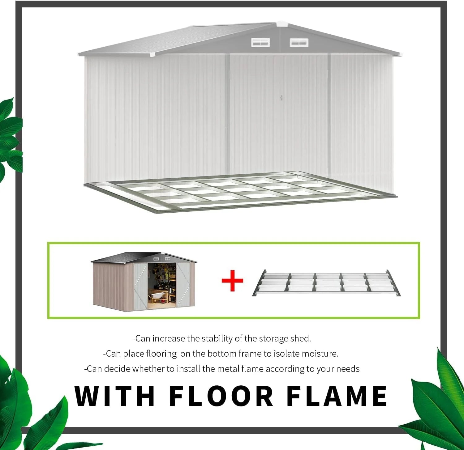 Aoxun 6.2x4 FT Shed Outdoor Storage Shed Metal Garden Shed Slooping Roof Tool Shed Bike Shed