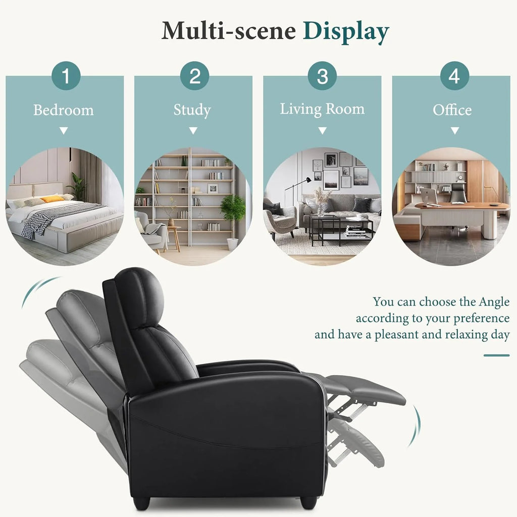 DUMOS Recliner Chair for Adults, Massage Reclining Chair for Living Room, Adjustable Home Theater Seating Single Sofa with Padded Seat Backrest and Footrest, Linen, Grey