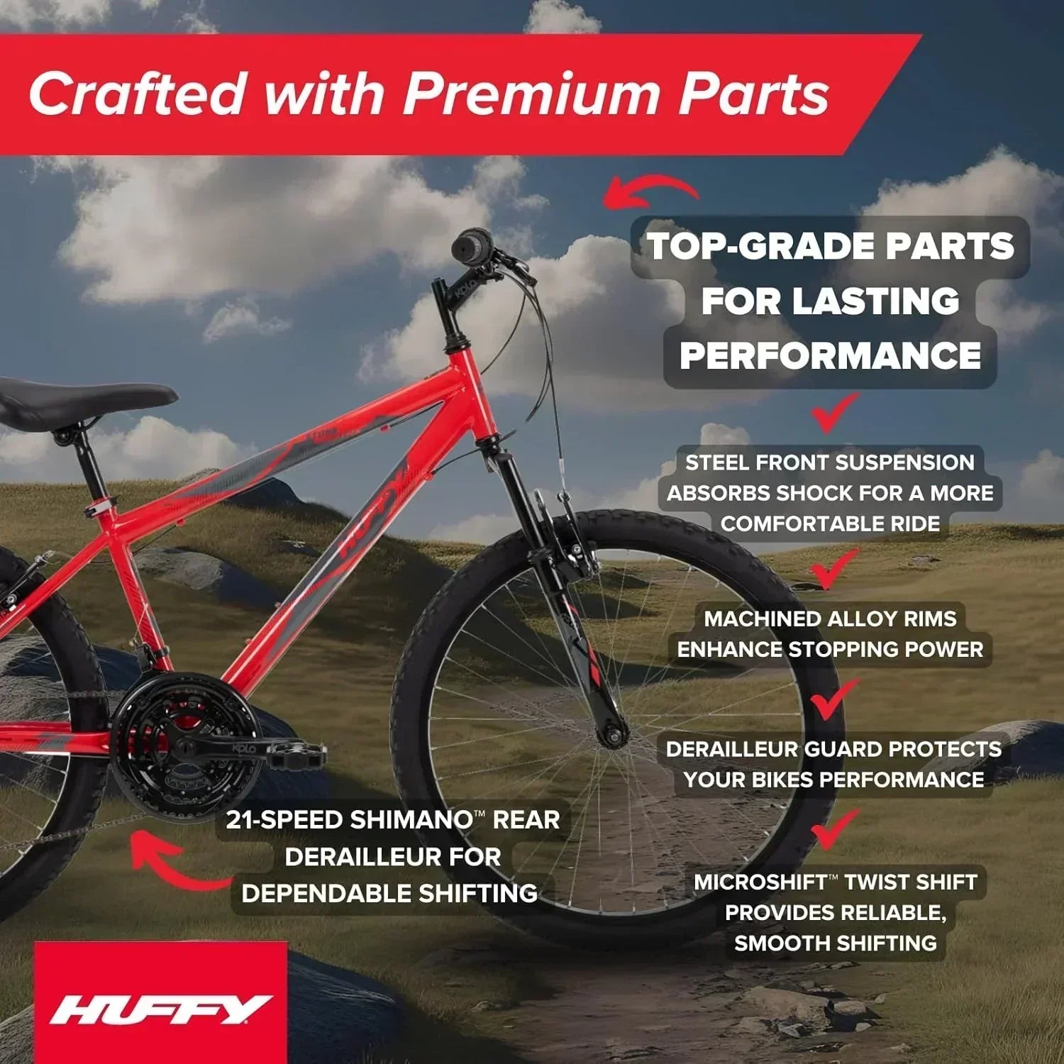 Huffy Stone Mountain Hardtail Mountain Bike for Boys/Girls/Men/Women 20/24/26 Sizes