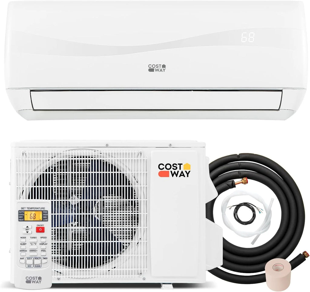 COSTWAY 11500 BTU Mini Split Air Conditioner 115V 17 SEER2 Wifi Enabled Inverter Air Conditioner